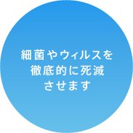 細菌やウィルスを徹底的に死滅させます